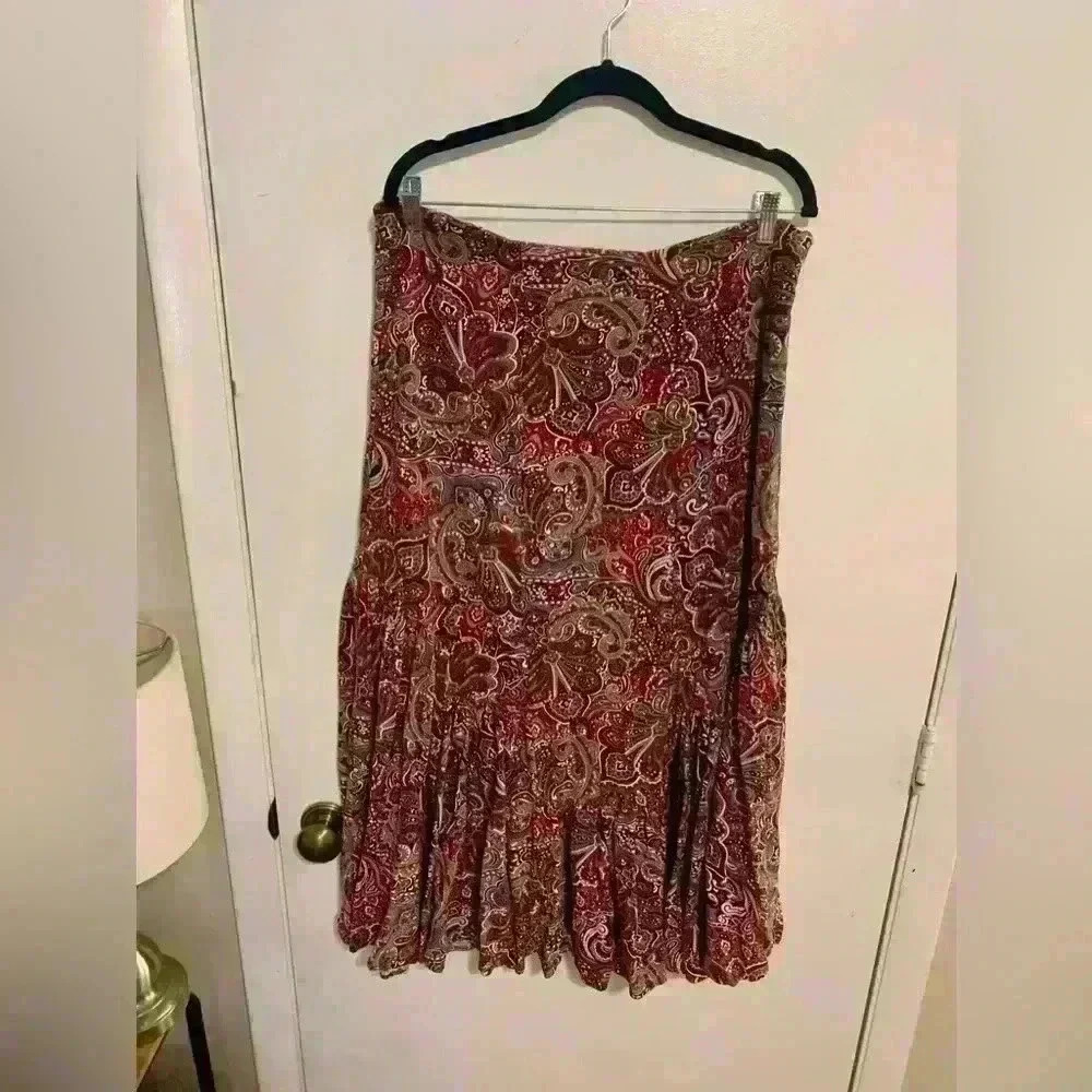 WDNY Paisley Print Midi Skirt Size XL